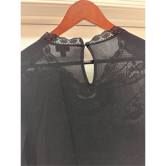 Torrid Black Gothic Dark Academia Lace Yoke Flutter Sleeve Blouse sz 2X NWT - Picture 9 of 10